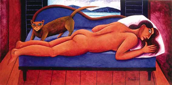 RECUMBENT NUDE WITH CAT by Graham Knuttel (b.1954) at Whyte's Auctions
