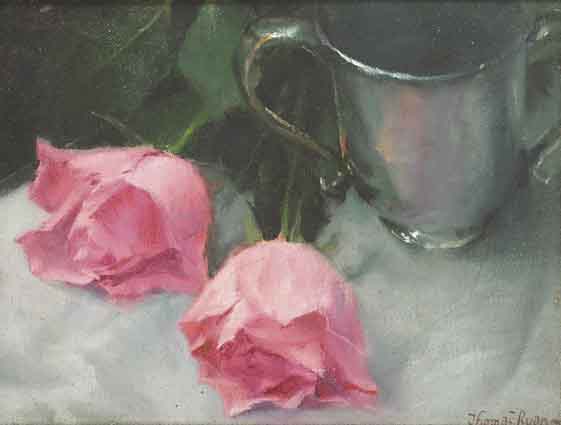SILVER CUP WITH ROSES by Thomas Ryan PPRHA (1929-2021) at Whyte's Auctions