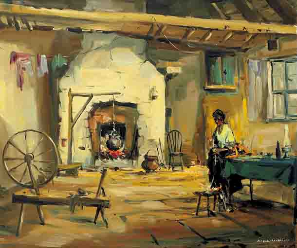 COTTAGE INTERIOR by Kenneth Webb sold for 5,200 at Whyte's Auctions