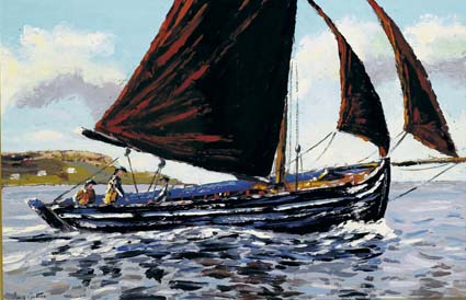 JOHNNY BAILEY'S GALWAY HOOKER "CAPALL", OFF CARRAROE, COUNTY GALWAY by Ivan Sutton (b.1944) at Whyte's Auctions