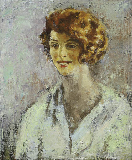 PORTRAIT OF A RED HAIRED GIRL WEARING A GREEN BLOUSE by William Conor OBE RHA RUA ROI (1881-1968) at Whyte's Auctions