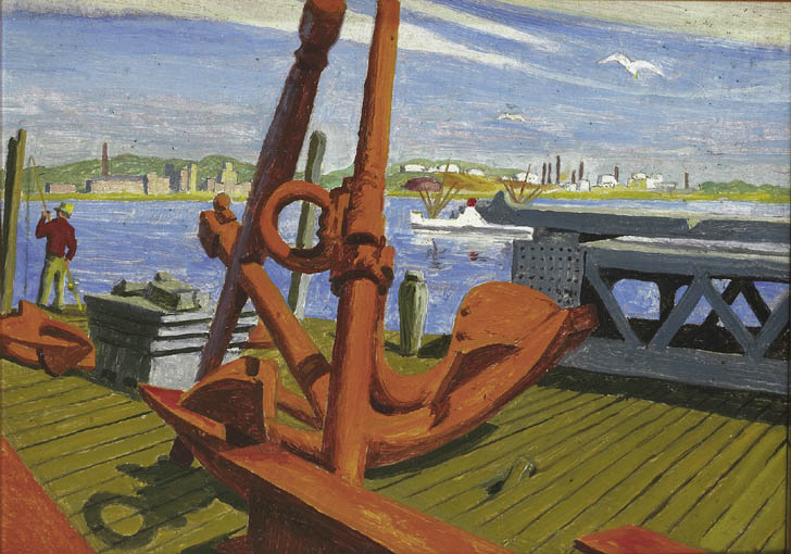 DOCKLANDS SCENE by Harry Kernoff RHA (1900-1974) at Whyte's Auctions