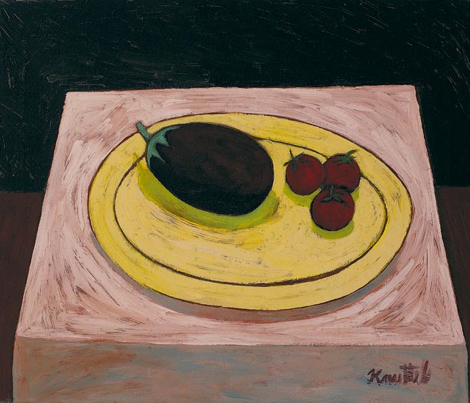STILL LIFE WITH AUBERGINE AND TOMATOES by Graham Knuttel sold for 4,400 at Whyte's Auctions