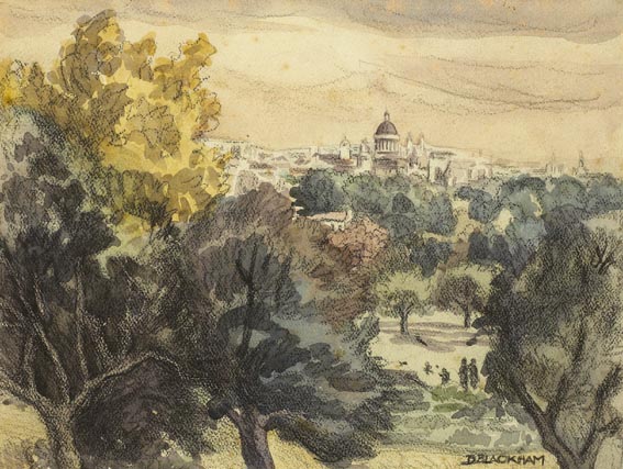 VIEW OF THE FOUR COURTS FROM THE PHOENIX PARK by Dorothy Blackham (1896-1975) at Whyte's Auctions