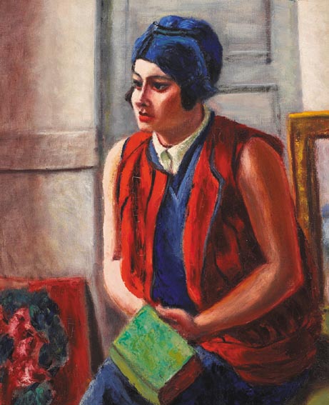 MODEL IN A RED VEST, SEATED WITH A BOOK ON HER LAP by Rene O'Conor (ne Honta) (1894-1955) at Whyte's Auctions
