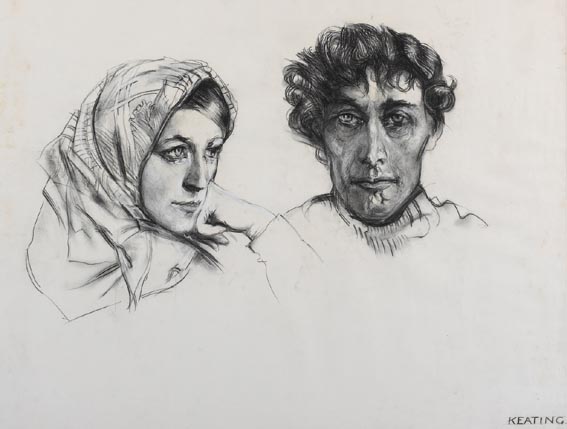 AN ARAN COUPLE, circa 1971 by Sen Keating PPRHA HRA HRSA (1889-1977) at Whyte's Auctions