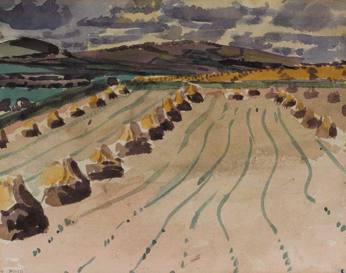 HAY STACKS AT CLOGHERHEAD, circa 1930-35 by Nano Reid sold for 2,200 at Whyte's Auctions