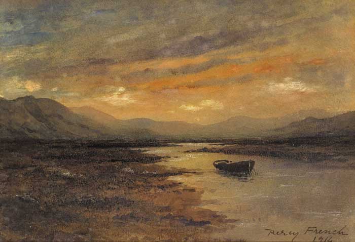 BOAT MOORED IN AN ESTUARY, 1914 by William Percy French sold for 5,900 at Whyte's Auctions