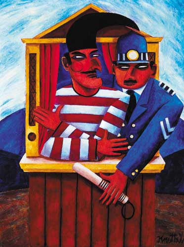PUNCH AND POLICEMAN by Graham Knuttel sold for 5,000 at Whyte's Auctions