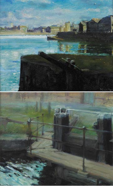 RINGSEND and LOCK GATES, RINGSEND, DUBLIN (A PAIR) by Thomas Ryan PPRHA (1929-2021) at Whyte's Auctions