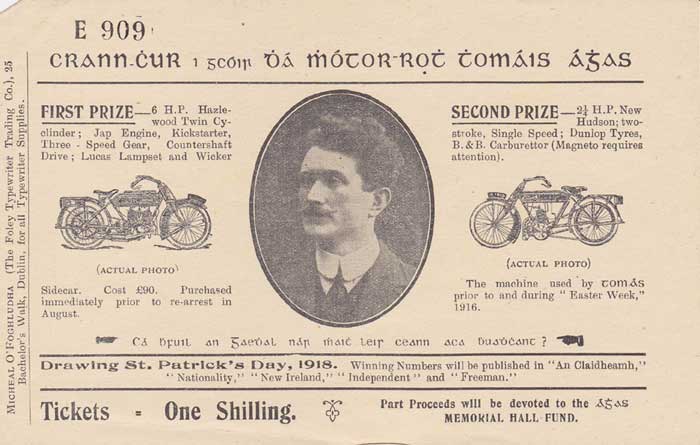 1917. Thomas Ashe: Remember Ashe! by Phil O'Neill, Raffle Ticket for his motor-bikes, and another item at Whyte's Auctions