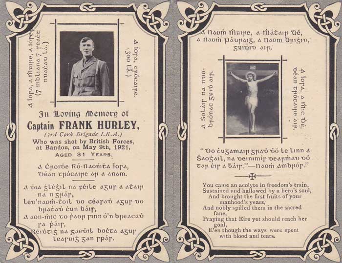 1918-21. Cork Brigade I.R.A In Memoriam cards collection at Whyte's Auctions