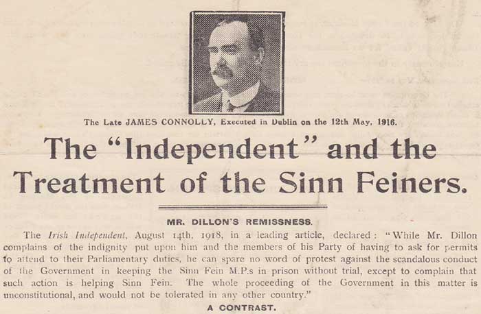 1918 General Election poster bills: "Labour & Irish Freedom, vote for the man who bears the flag of the Republic" and others at Whyte's Auctions