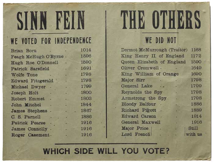 1918 General Election. Sinn Fin "We Voted for Independence" poster. at Whyte's Auctions