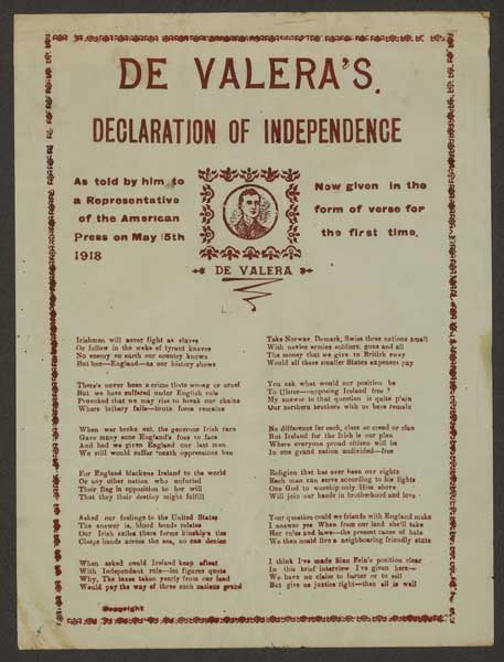 1918 (5 May). De Valera's Declaration of Independence in the USA at Whyte's Auctions