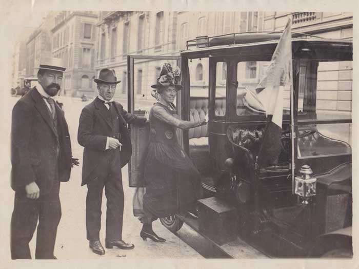 1919 (21 May). Photograph of George Gavan Duffy, his wife Margaret and Sen T O'Kelly en route as representatives of Dil ireann to visit Georges Clemenceau, President of France at Whyte's Auctions