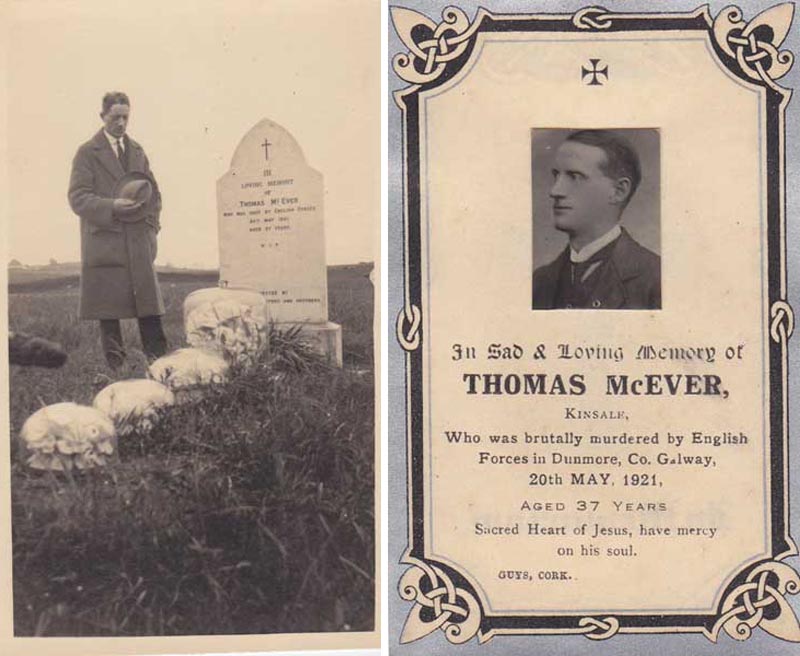 1921 Thomas McEver (1884-1921)of Kinsale: his Irish Volunteers membership card, In memoriam cards, a statement by his officer commanding No.4 Brigade, Galway on his killing by "Crown Forces"... at Whyte's Auctions