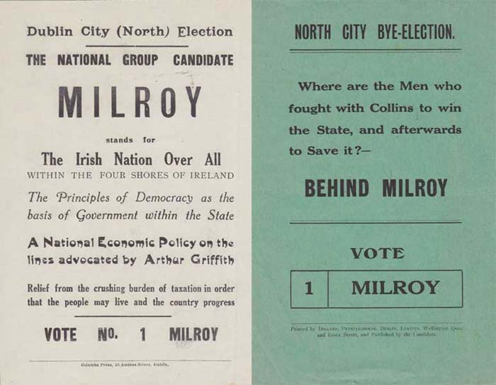 1924-27. Sen Milroy (1877-1946), Irish Volunteer, Sinn Fin MP, Cumann na nGaedhael TD, Independent Republican Senator - A Valuable Archive" at Whyte's Auctions