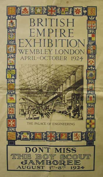 1924. British Empire Exhibition - Dont Miss The Boy Scout Jamboree poster by Thomas Shepard litho. by Dangerfield printing Co. at Whyte's Auctions