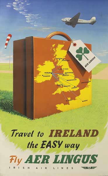 1953 Poster: Travel to Ireland The Easy Way, Fly Aer Lingus Irish Air Lines" at Whyte's Auctions