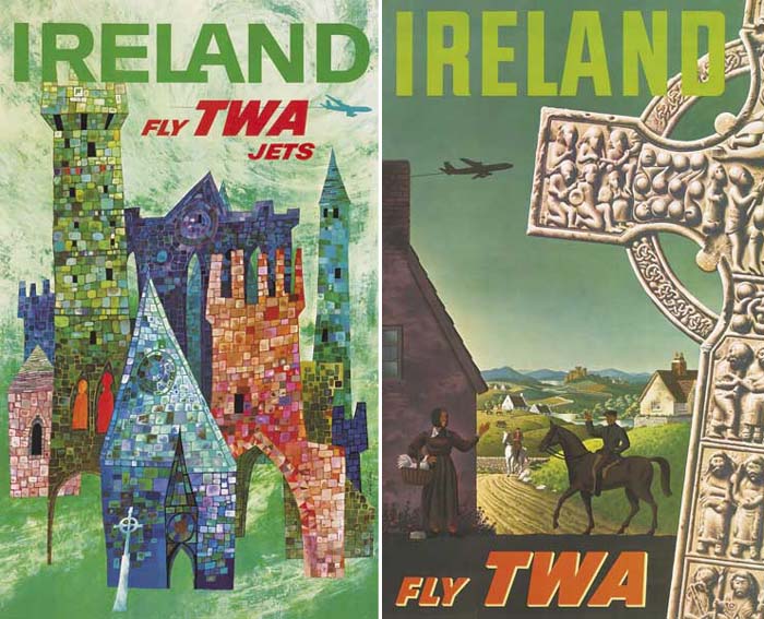 Circa 1958. Posters: Ireland - Fly TWA Jets (A Pair) at Whyte's Auctions