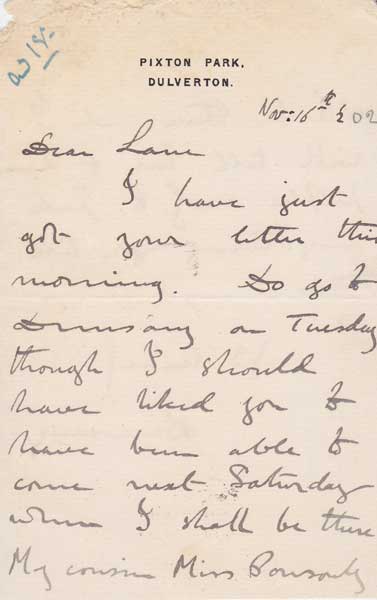 1902. Lord Dunsany letters to Hugh Lane manuscript at Whyte's Auctions