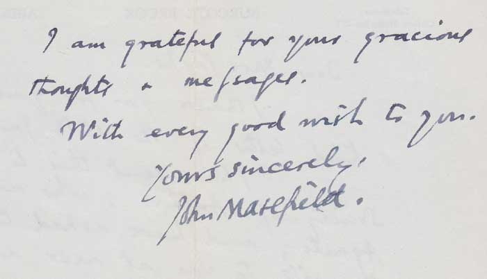 1950s John Masefield (1878-1967) Poet Laureate, Letter to Dorothy Parke (1904-1990) Irish Composer" at Whyte's Auctions