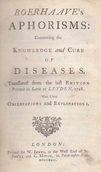 APHORISMS: CONCERNING THE KNOWLEDGE AND CURE OF DISEASES at Whyte's Auctions