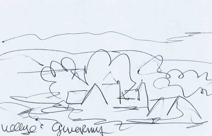 THREE LANDSCAPE SKETCHES INCLUDING VILLAGE GIVERNY by Markey Robinson sold for 400 at Whyte's Auctions