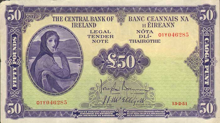 Central Bank. Lady Lavery. Fifty Pounds. 13-2-51 at Whyte's Auctions