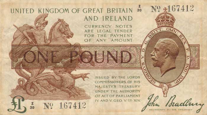 Great Britain. Bank of England.  One Pound. 1919 at Whyte's Auctions