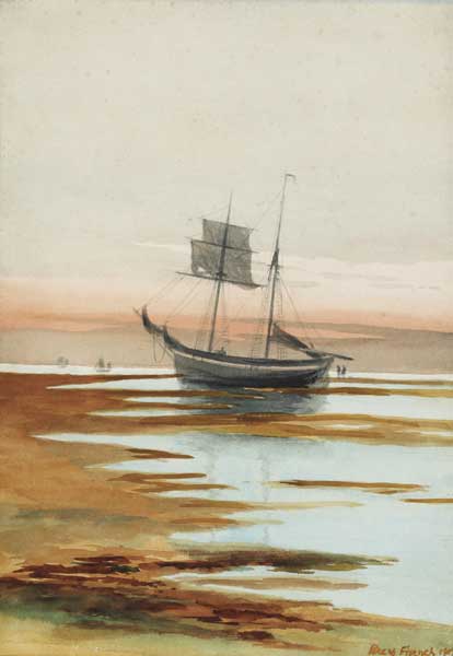 BEACHED VESSEL by William Percy French (1854-1920) at Whyte's Auctions