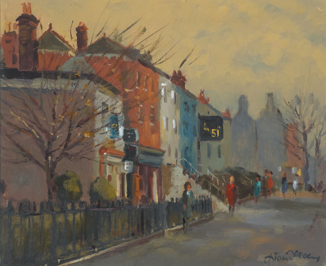 HADDINGTON ROAD WITH A VIEW OF THE FIFTY ONE, BALLSBRIDGE, DUBLIN, 1982 by Liam Treacy (1934-2004) at Whyte's Auctions