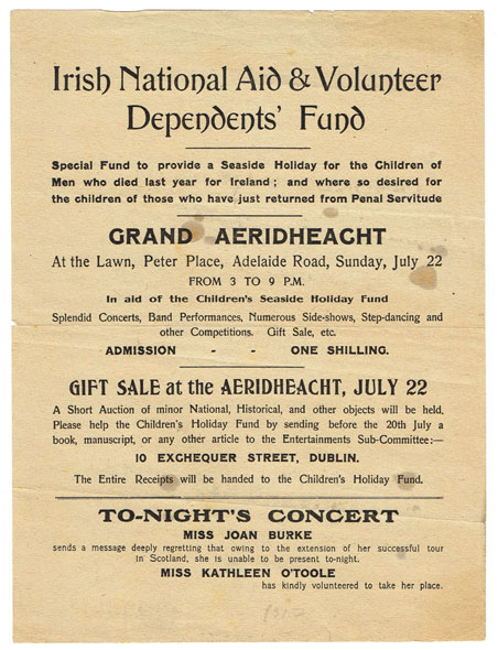 1916-21: Irish National Aid & Volunteer Dependents Fund visitor card and handbill at Whyte's Auctions