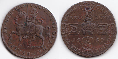 James II (1685-1688) Gunmoney small crown 1690. at Whyte's Auctions