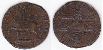 James II Gunmoney Crown, 1690. at Whyte's Auctions