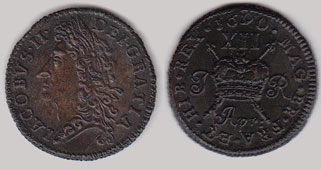 James II (1685-1688) Gunmoney shilling 1690. at Whyte's Auctions