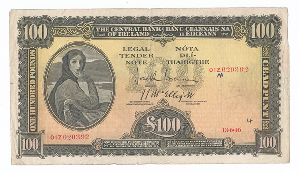 Central Bank. Lady Lavery. Set. Ten Shillings to One Hundred Pounds. mixed dates at Whyte's Auctions