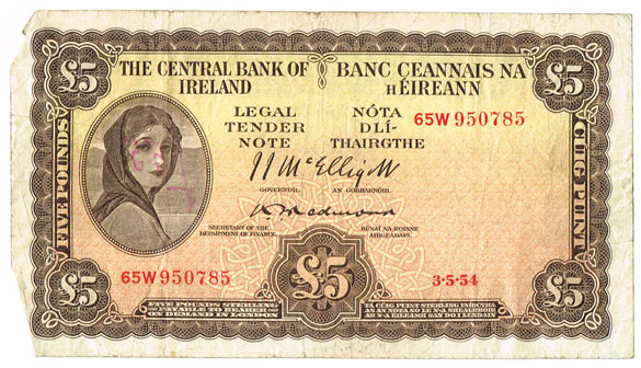 Central Bank Lady Lavery Five Pounds collection 1954-1975 at Whyte's Auctions