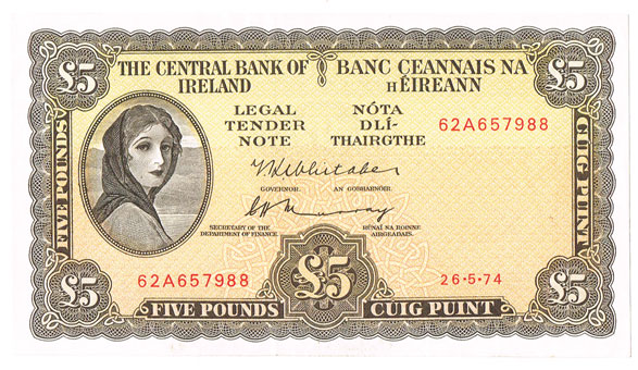 Central Bank Lady Lavery Five Pounds at Whyte's Auctions