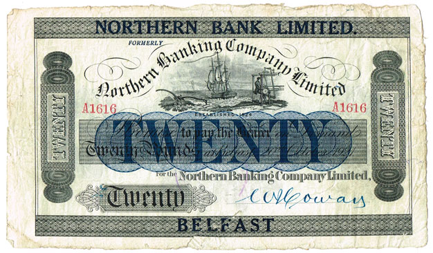 Northern Ireland Northern Bank Twenty Pounds 1921 at Whyte's Auctions