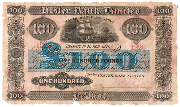 Ulster Bank Northern Ireland Issue One Hundred Pounds at Whyte's Auctions