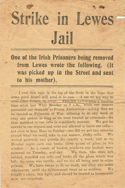 1917: Lewes Jail related handbills including 'Farewell to Lewes Jail' at Whyte's Auctions