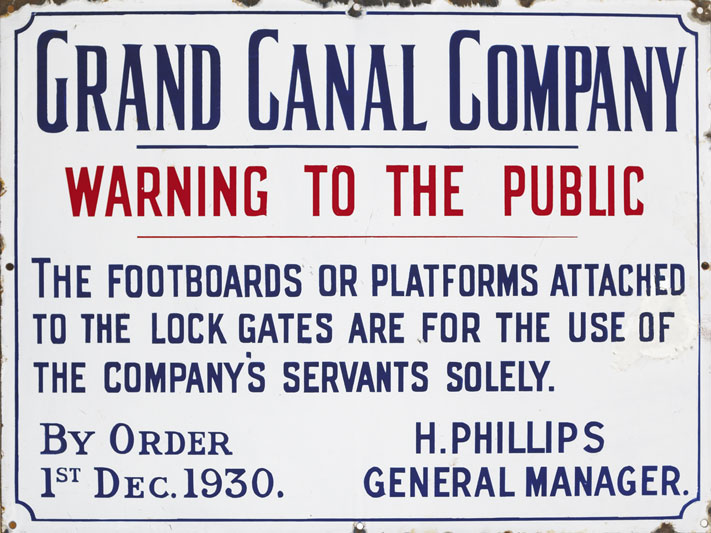 1930 (1 December) Grand Canal Company enamel sign at Whyte's Auctions