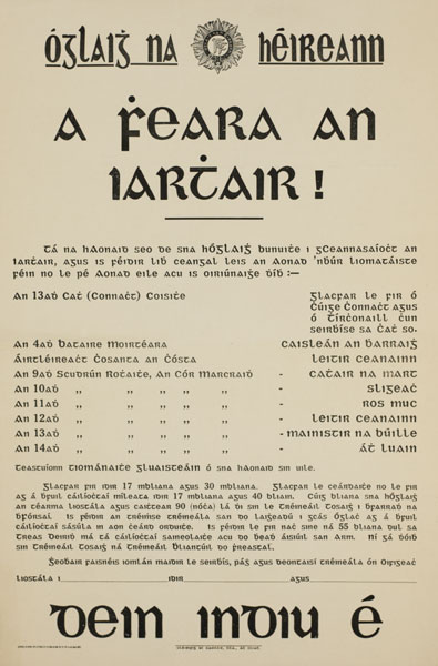 circa 1939: Irish Army recruiting posters including scarce Irish language examples at Whyte's Auctions
