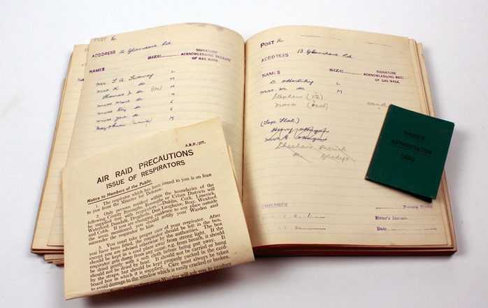 1939-46: Dublin Air Raid Precautions warden's archive including unique gas mask census at Whyte's Auctions
