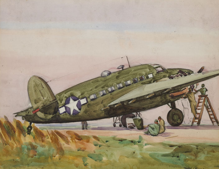1944: Robert Taylor Carson, Northern Ireland airbase painting at Whyte's Auctions
