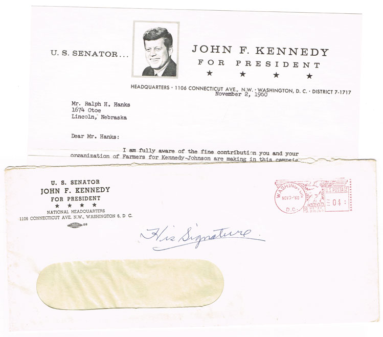 1960: Collection of John F Kennedy campaign letters at Whyte's Auctions