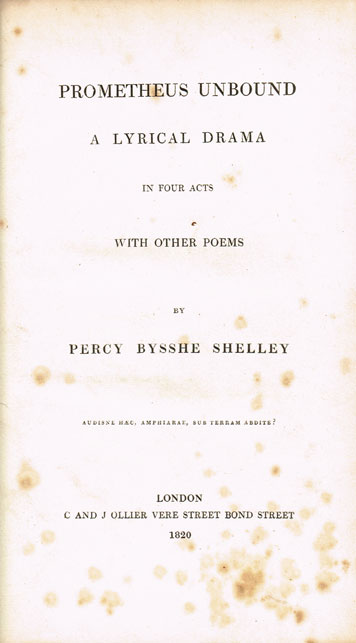 1820: Prometheus Unbound by Shelley, first edition at Whyte's Auctions