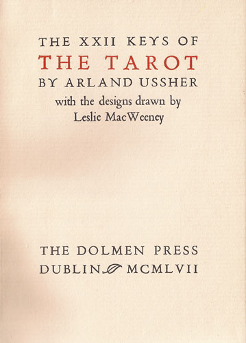 Arland Ussher, The XXII Keys of the Tarot with handwritten dedication from Brendan Behan at Whyte's Auctions